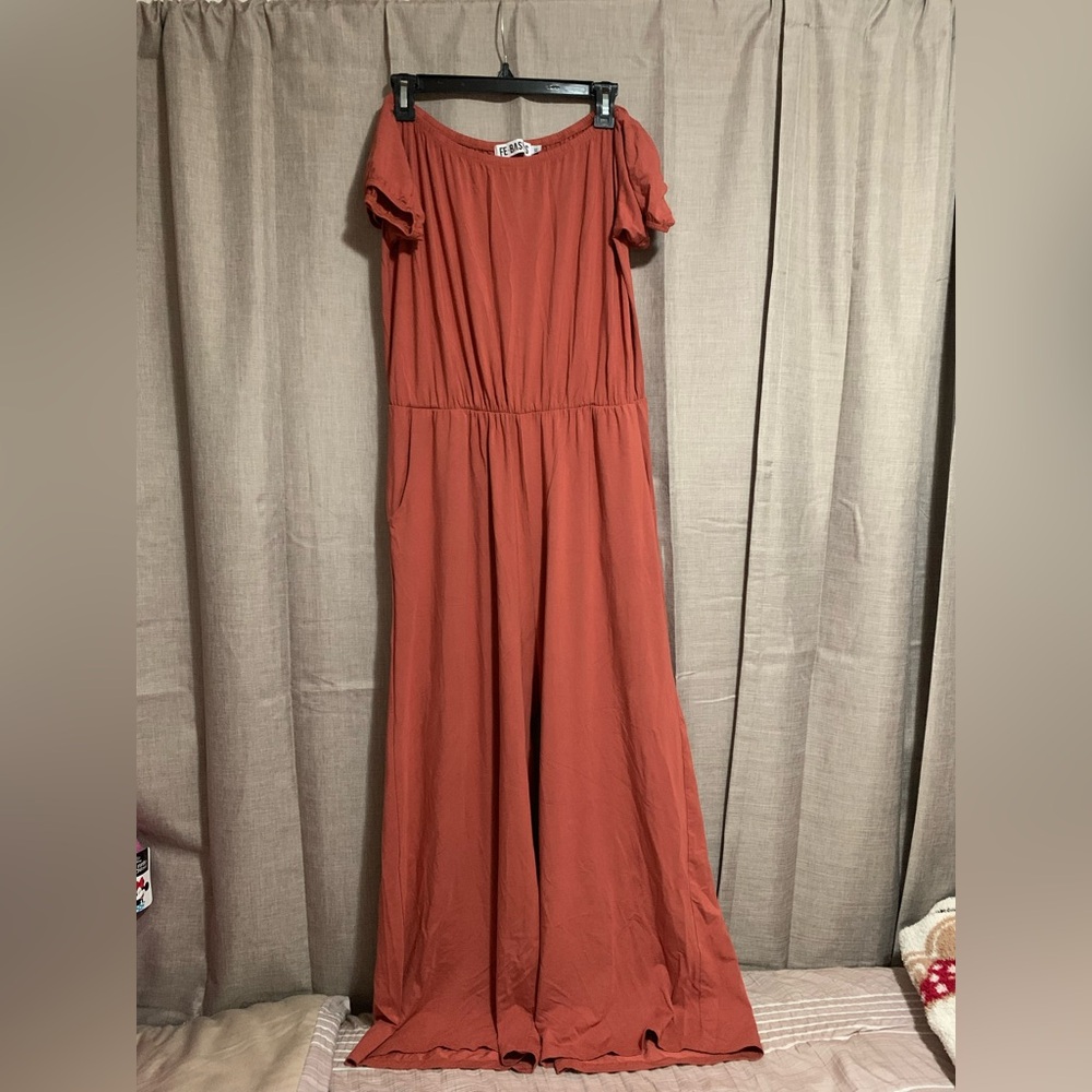 Fighting Eel | Ava Sky Off the shoulder Jumpsuit in Terracotta Size Xtra Large